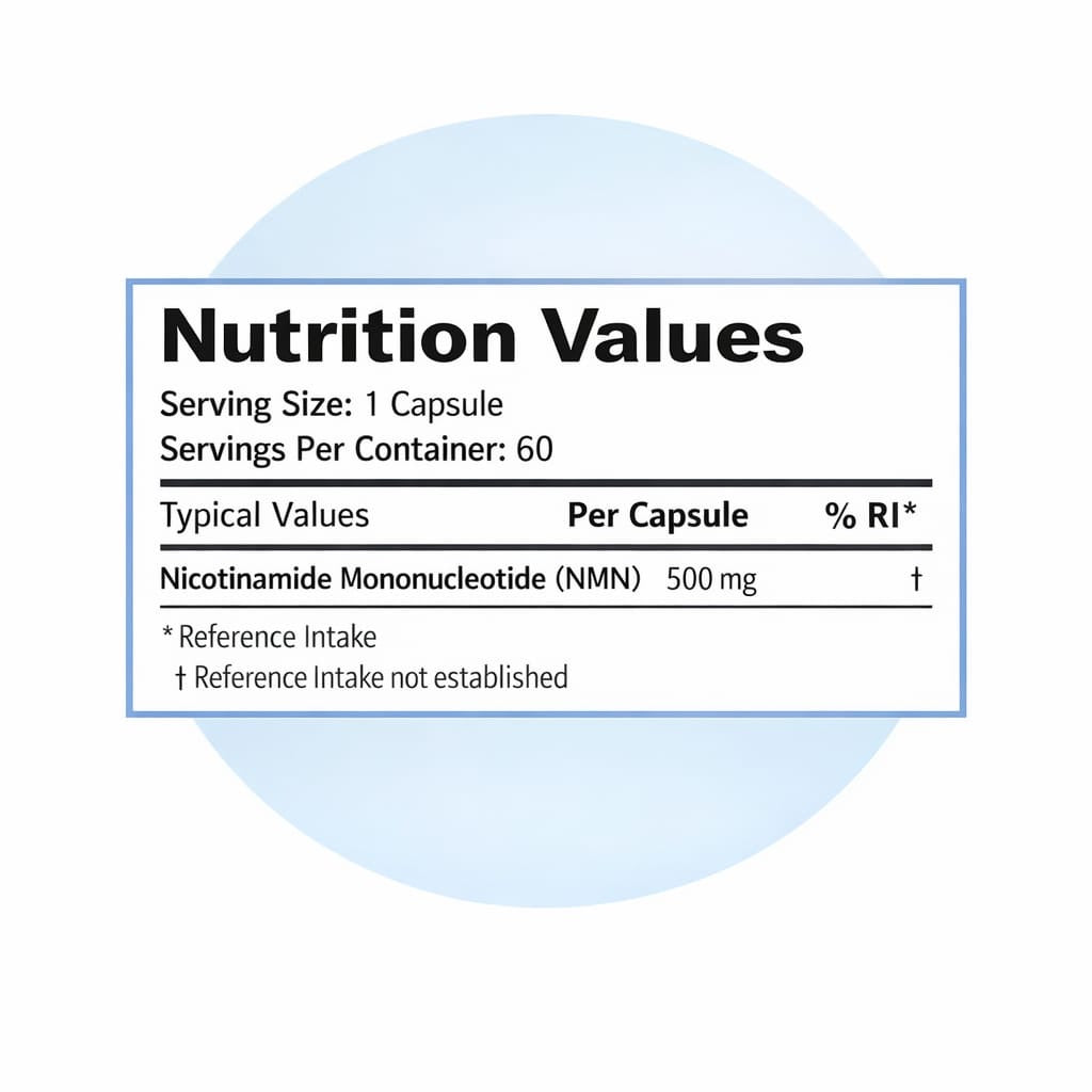 Pure NMN 500mg Capsules | 60 Count | High Purity NAD+ Booster